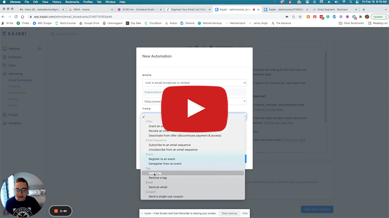 how to segment your kajabi list using email automation