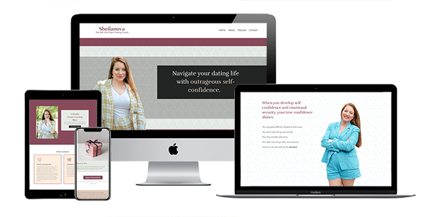 Sheilanova Dating Coach Kajabi web design mockup